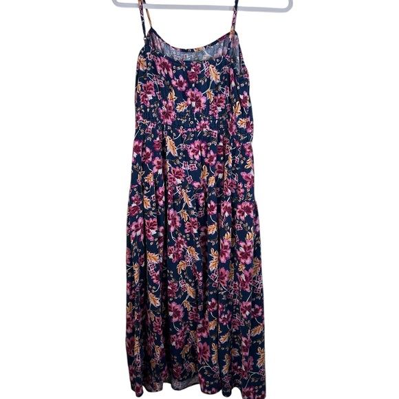 Old Navy Floral Linen Blend Midi Dress - Pink and Blue - Picture 8 of 10